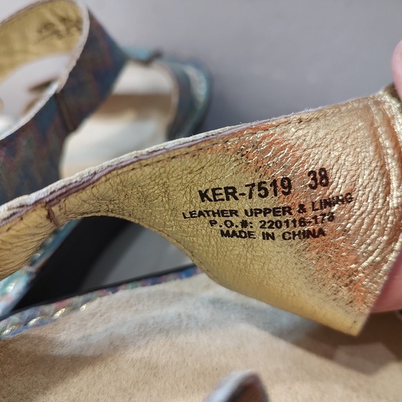 Alegria‎ Kerri Wedge Sandals Womens 38 US 7.5 8 Multicolor Chevron Comfort Blues - Picture 7 of 12